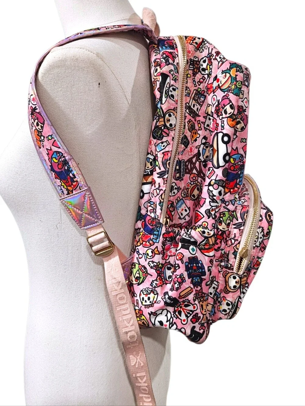Tokidoki Toki Takeout Pink Backpack Rucksack Rare Print FLIPPED PULL